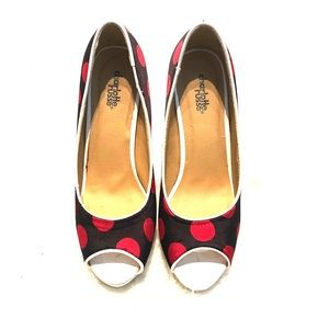 Charlotte Russe Black and Red Polka Dot Heels